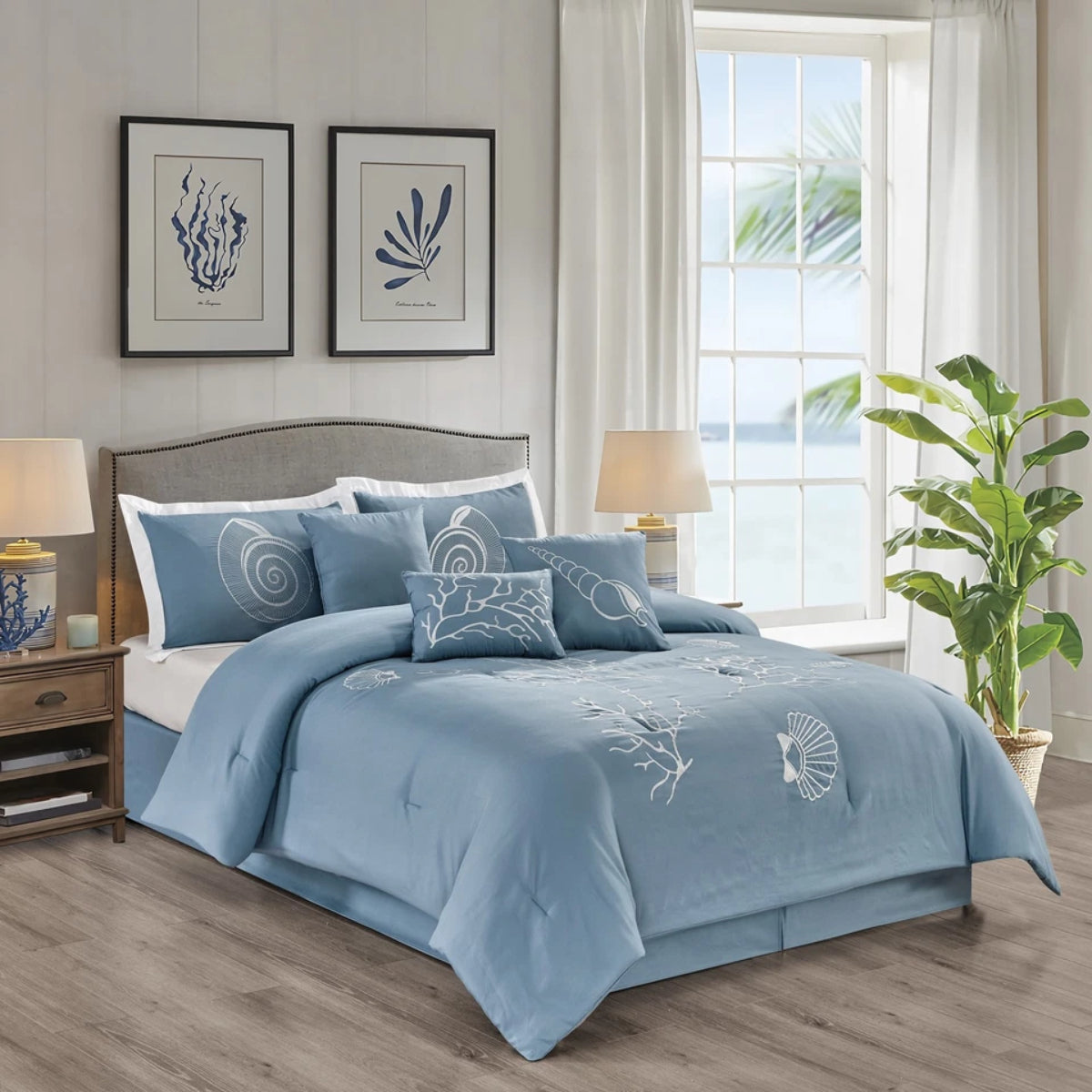 Kashi Home Queen Size Comforter Set (7-Piece) - Blue