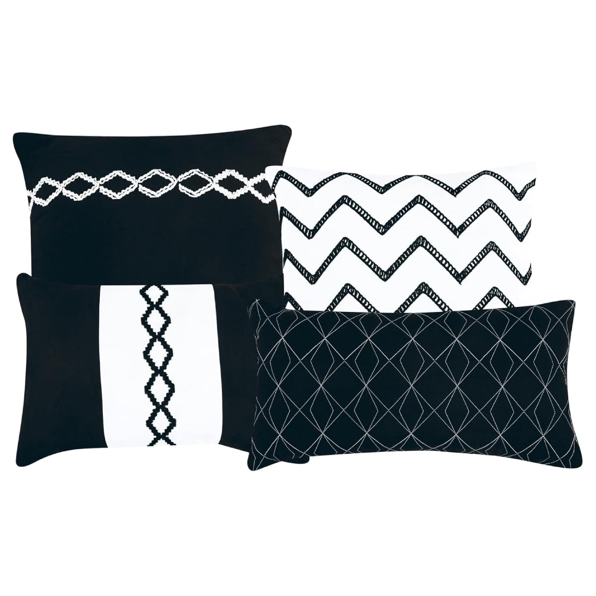 ESCA Euzebia Comforter Set (7-Piece) - Black/White