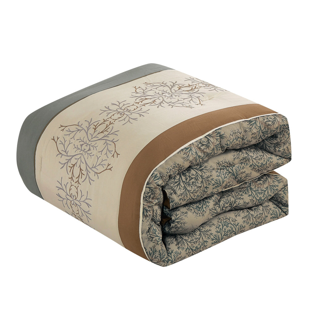 ESCA Dwan Luxury Comforter Set (7-Piece) - Brown/Gray