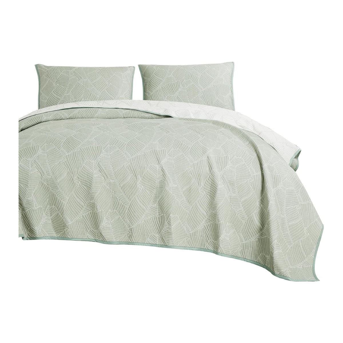 JABA Matelasse Coverlet Set (3-Piece)- Green