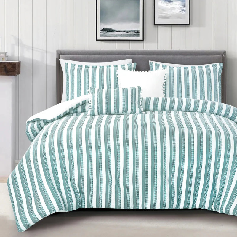 Esca Maisie Queen Size Reversible (5-Piece) Comforter Set - Blue