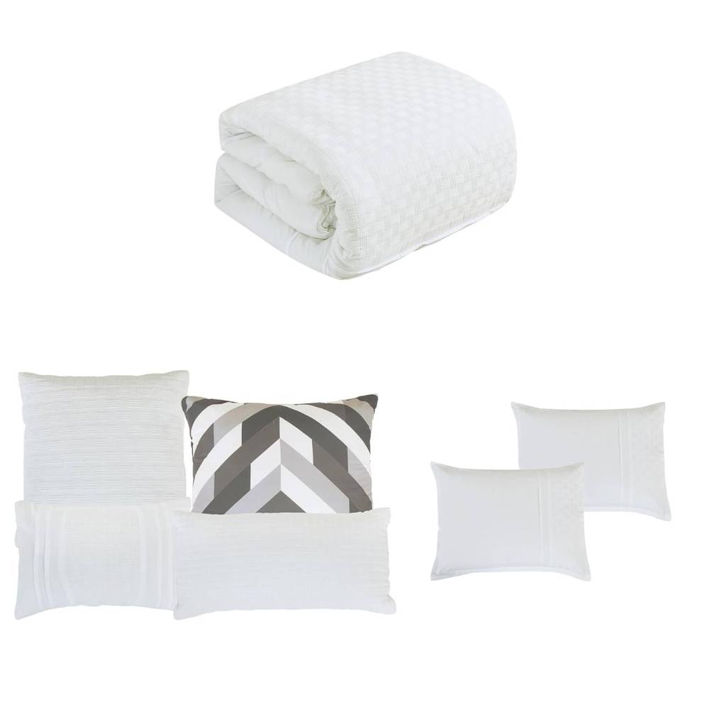 ESCA Minimalist Dymas Comforter Set (7-Piece) - White