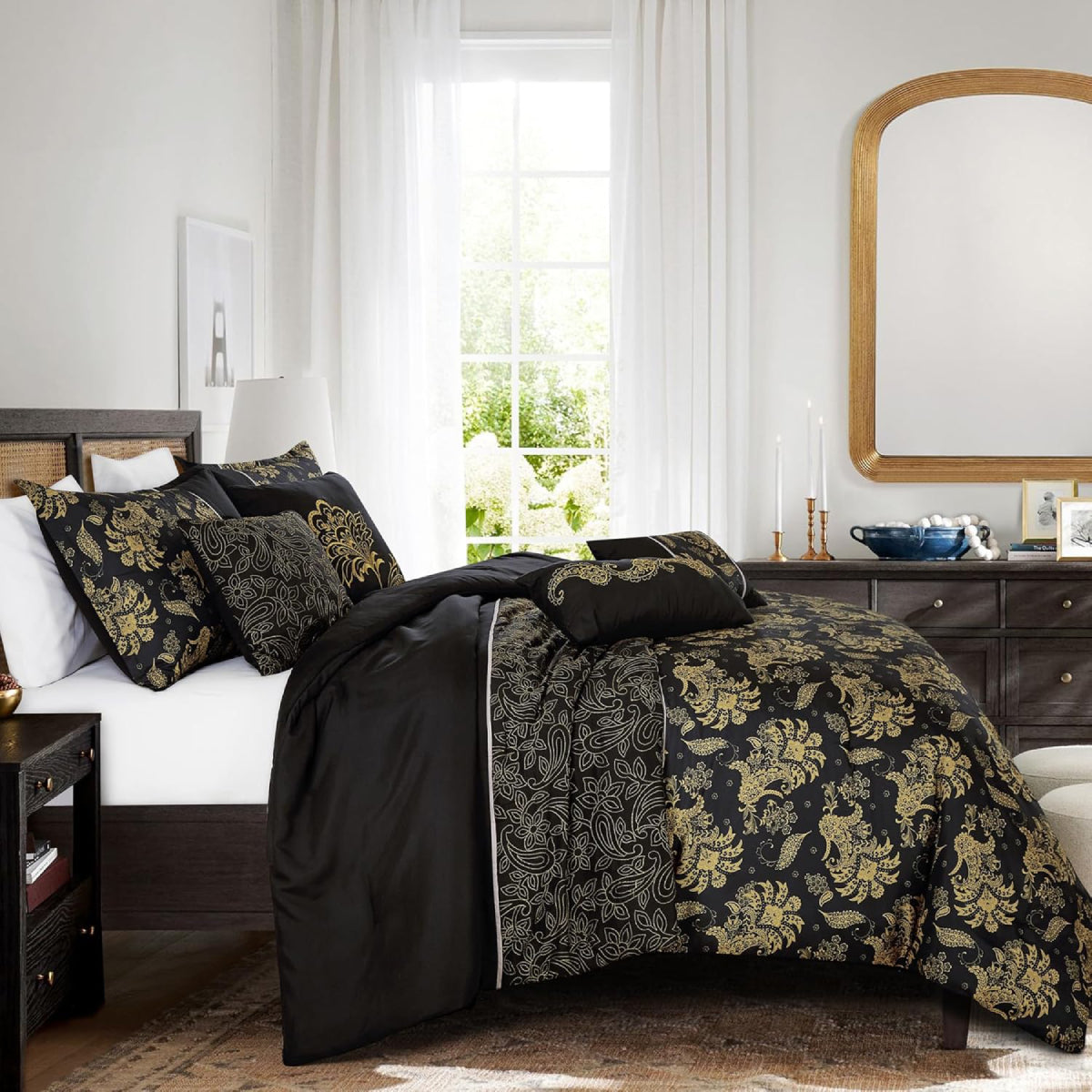 ESCA Dubh Comforter Set (7-Piece) - Black/Yellow