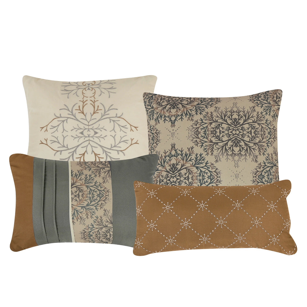 ESCA Dwan Luxury Comforter Set (7-Piece) - Brown/Gray