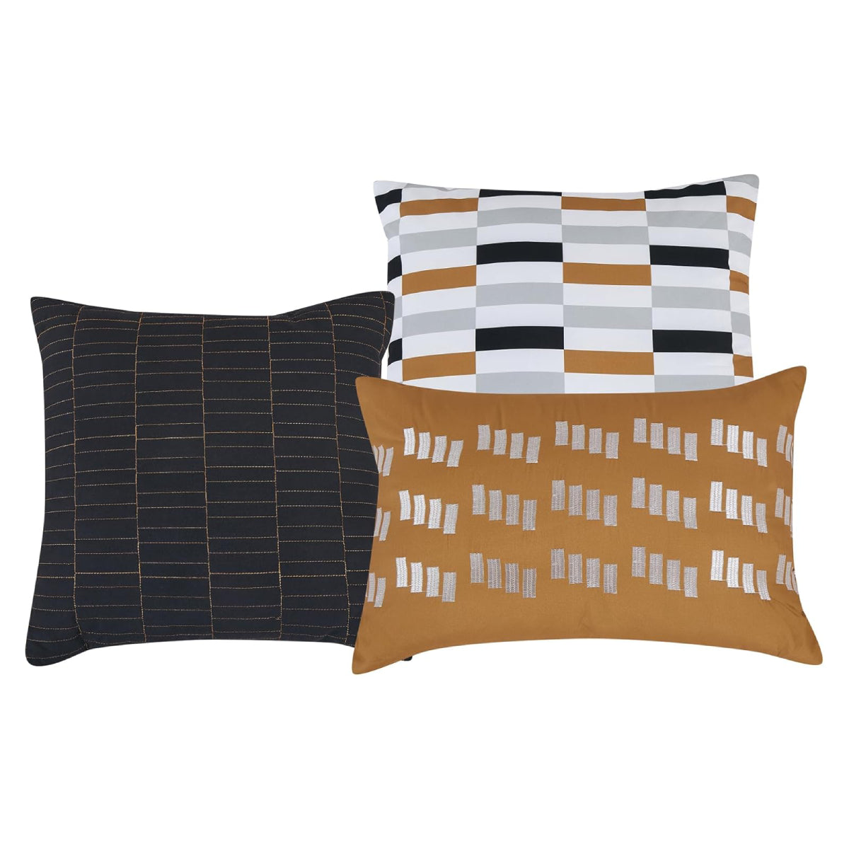 ESCA Keawe Comforter Set (6-Piece) - Black/Orange