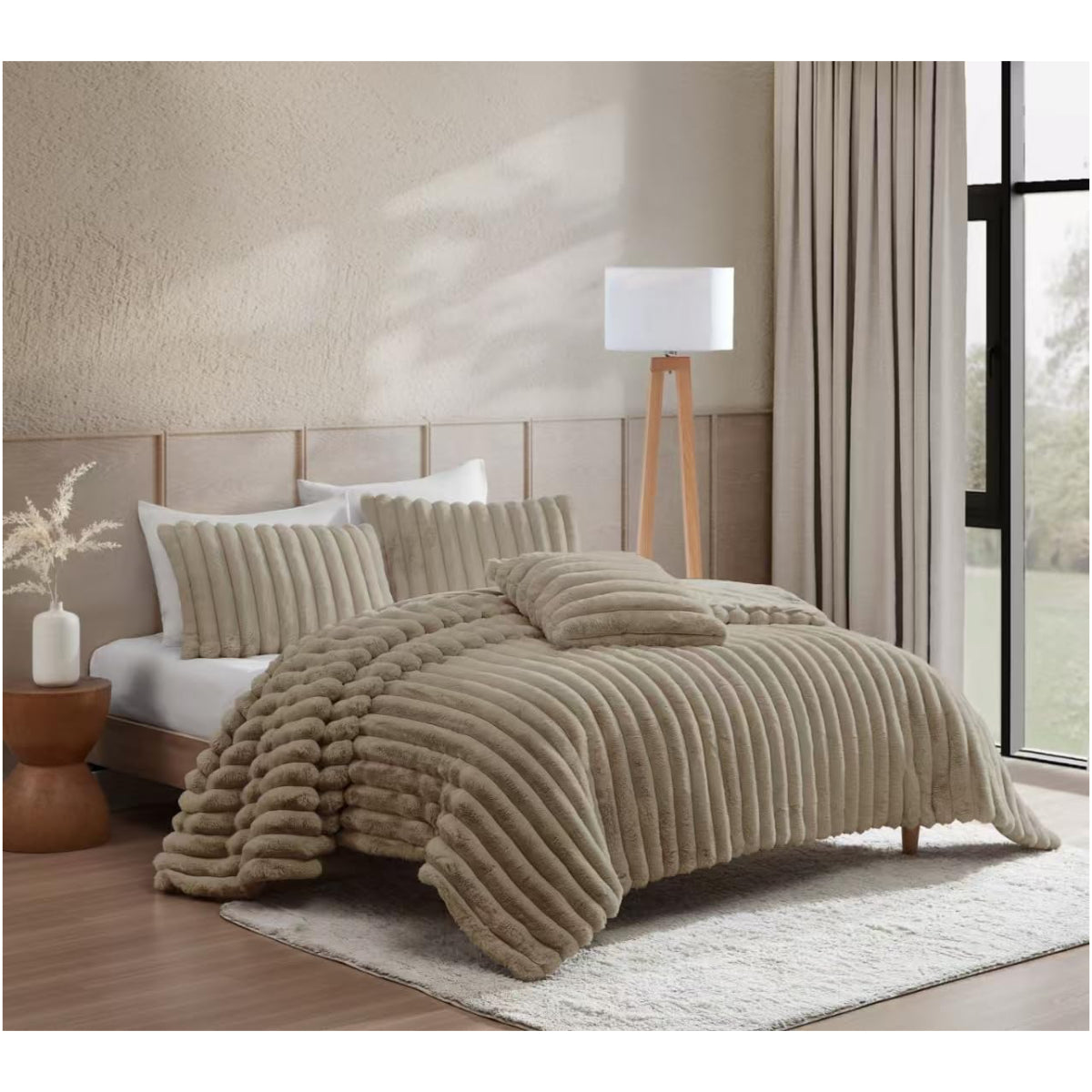 JABA Fluffy Comforter Set (4-Piece) - Brown