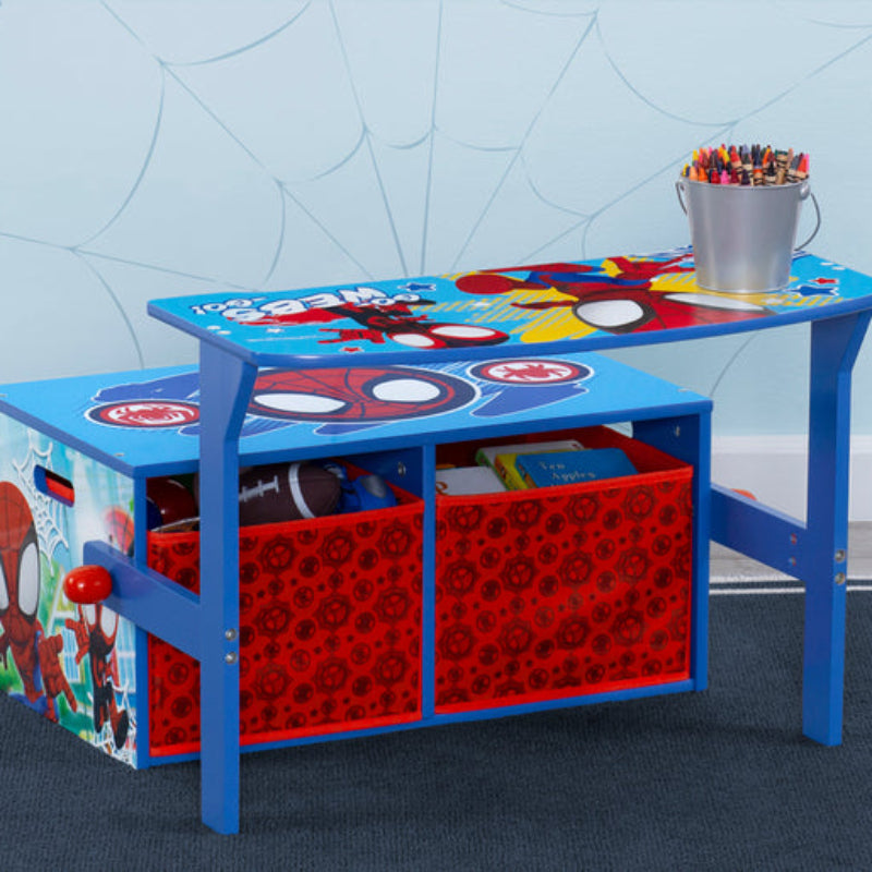 Delta Children Spidey and His Amazing Friends 2-in-1 Design Activity Bench with Tons of Storage - Multicolor
