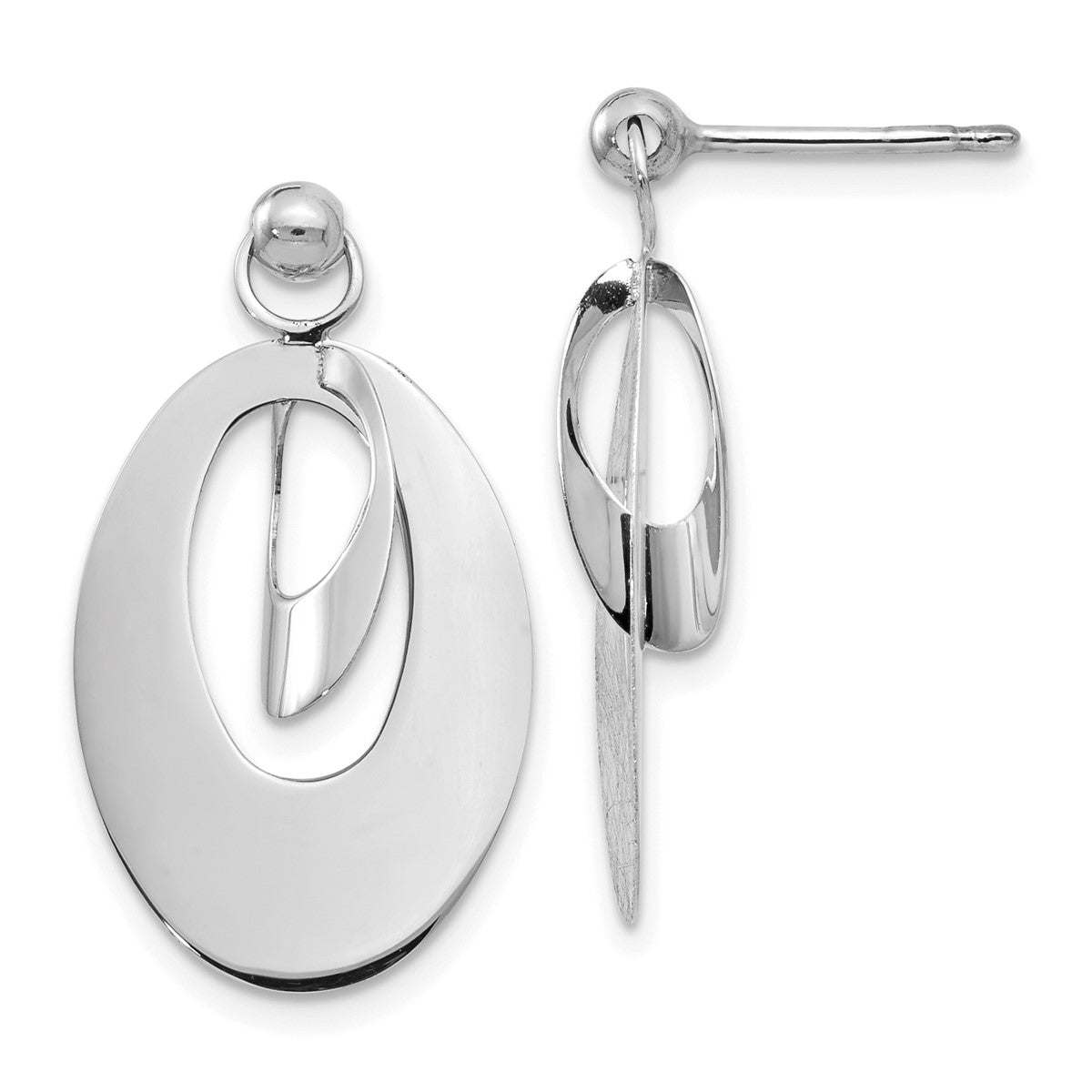 14K Leslie's Women's Reversible Post Drop and Dangle Earrings in Rhodium Plating-over 14K White Gold