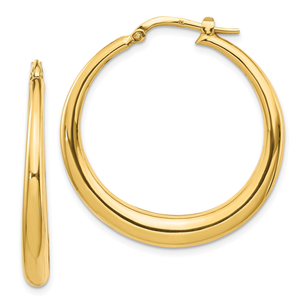 14K Leslie's Women's 4mm Fancy Hoop Earrings in 14K Yellow Gold