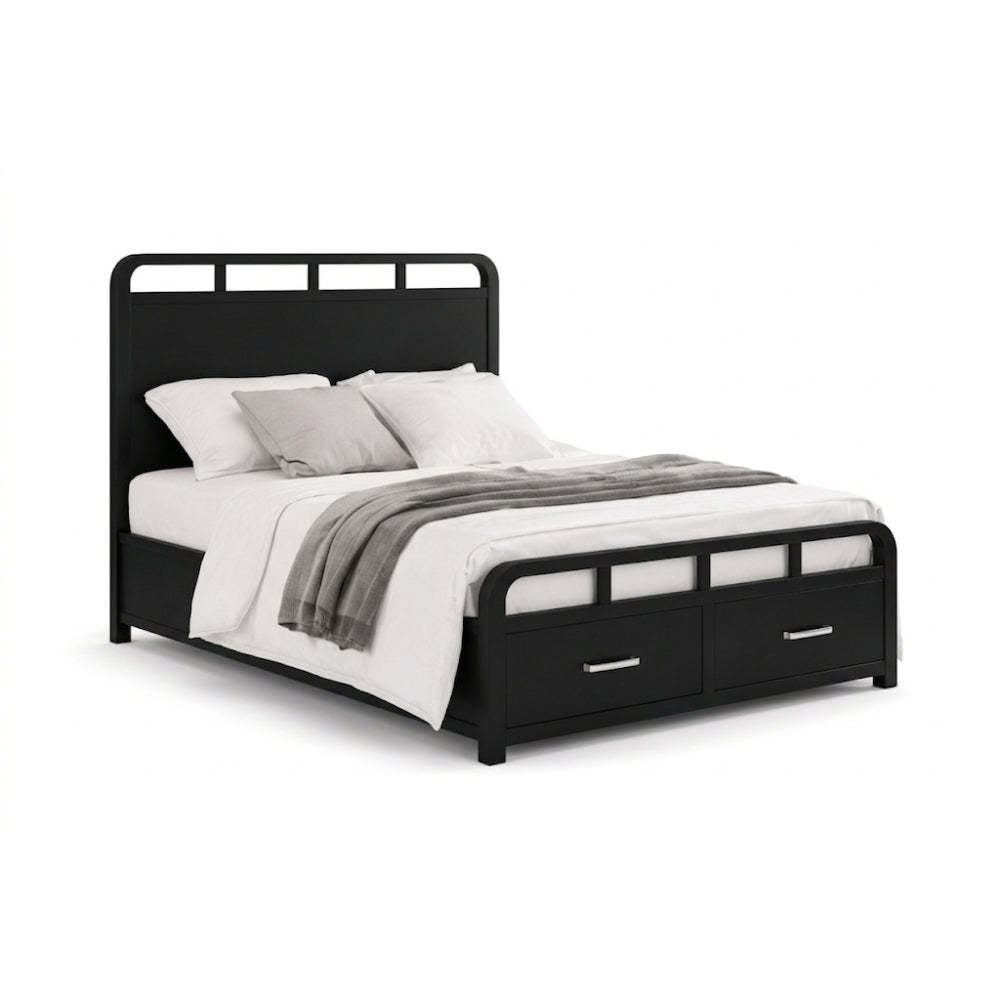 Melbourine Queen Size (4-Piece) Bedroom Set by Elements - Black