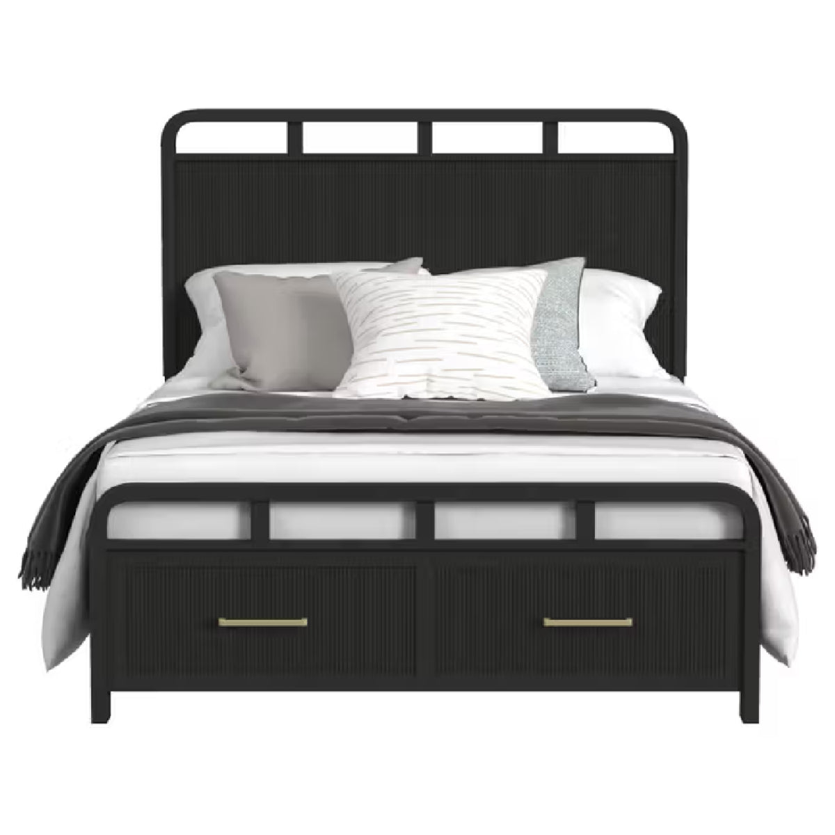 Melbourine Queen Size (4-Piece) Bedroom Set by Elements - Black