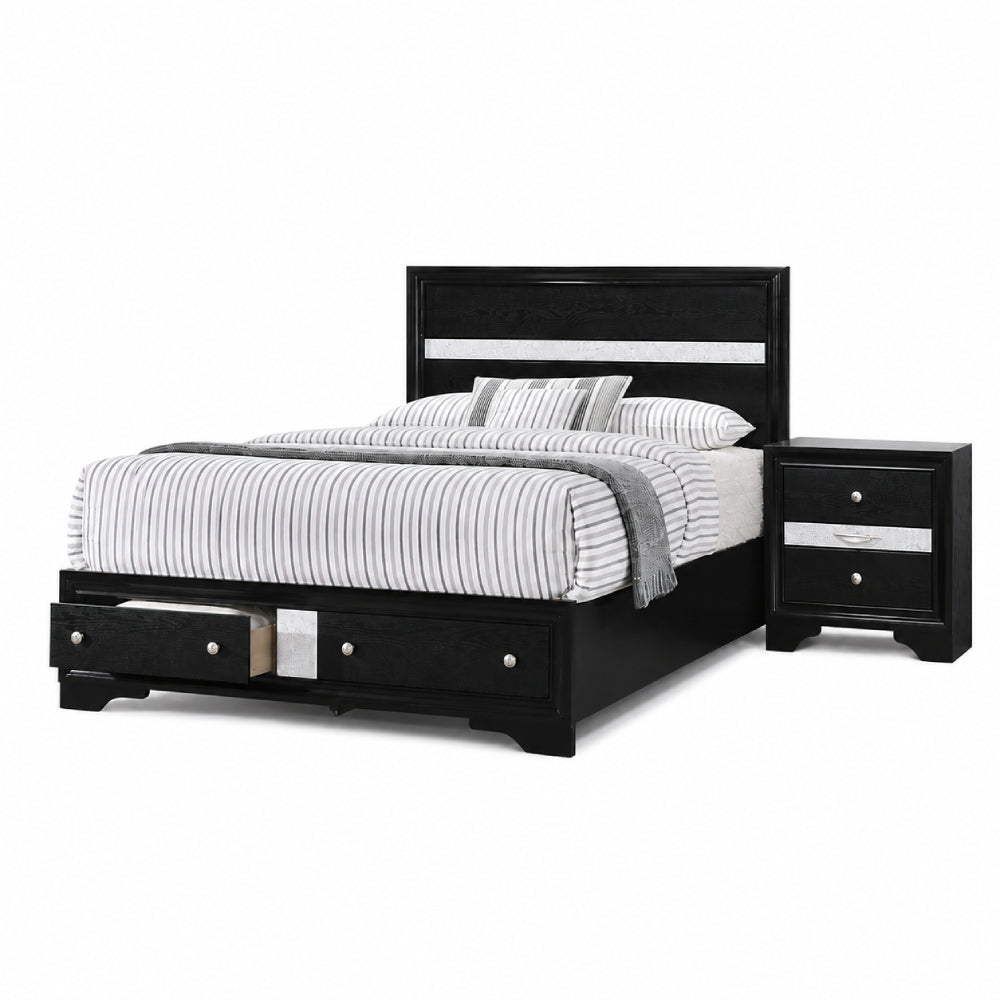 Oscar Queen Bed with Nightstand by Best Home - Black