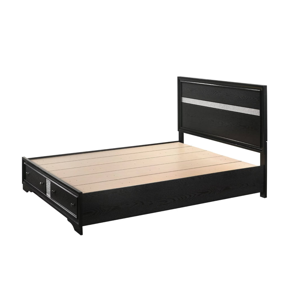 Oscar Queen Bed with Nightstand by Best Home - Black