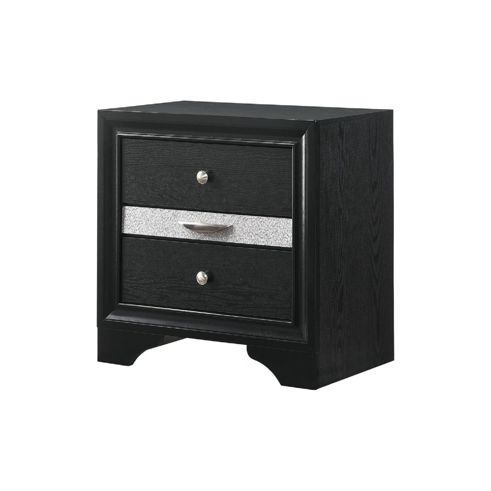Oscar Queen Bed with Nightstand by Best Home - Black