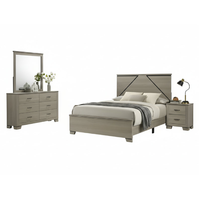 Bundle: Joanna Bedroom Set by Acme Furniture - Beige + Lawrence Motion Sofa and Love Seat by Best Home - Black