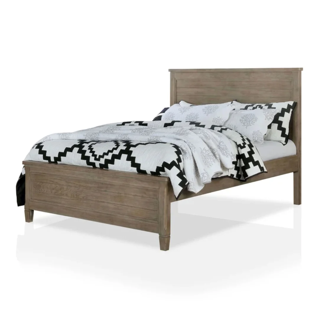 Bundle: Vevey Twin Size Bed by Furniture of America - Brown + Beautyrest Dream Weaver 11.5" Firm Twin Mattress - Gray