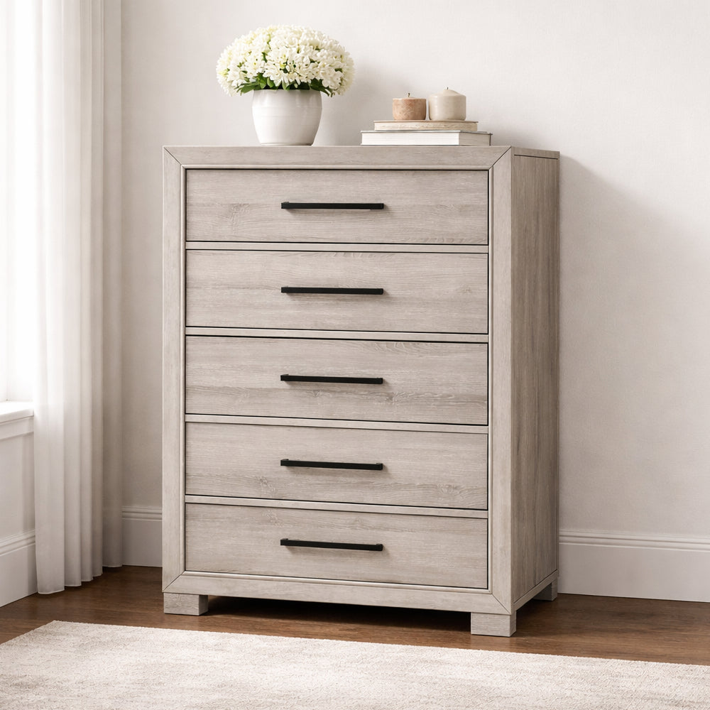 Everett 49.5" Chest with 5 Dovetail Drawers by Homelegance - Gray