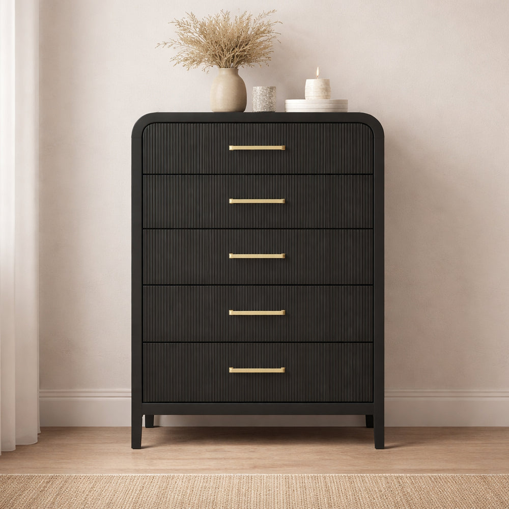 Ridgemont 52" Chest with 5 Drawers by Elements - Black