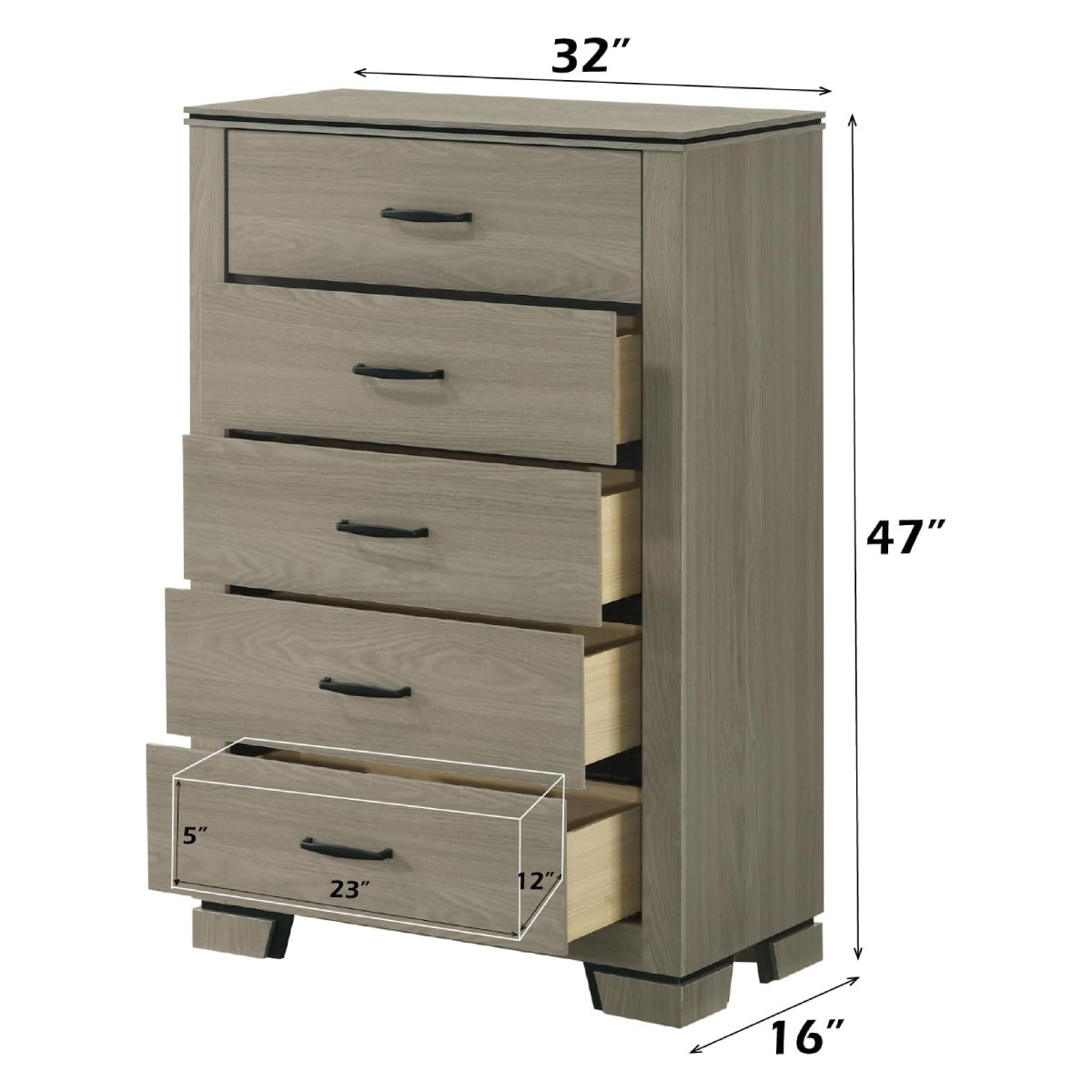 Joanna 47" Chest by Acme Furniture - Gray