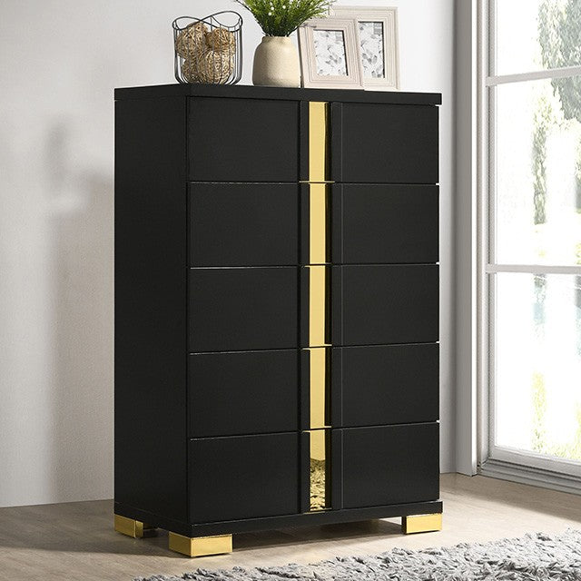 48" Lillestrom Chest by Furniture of America - Black/Gold
