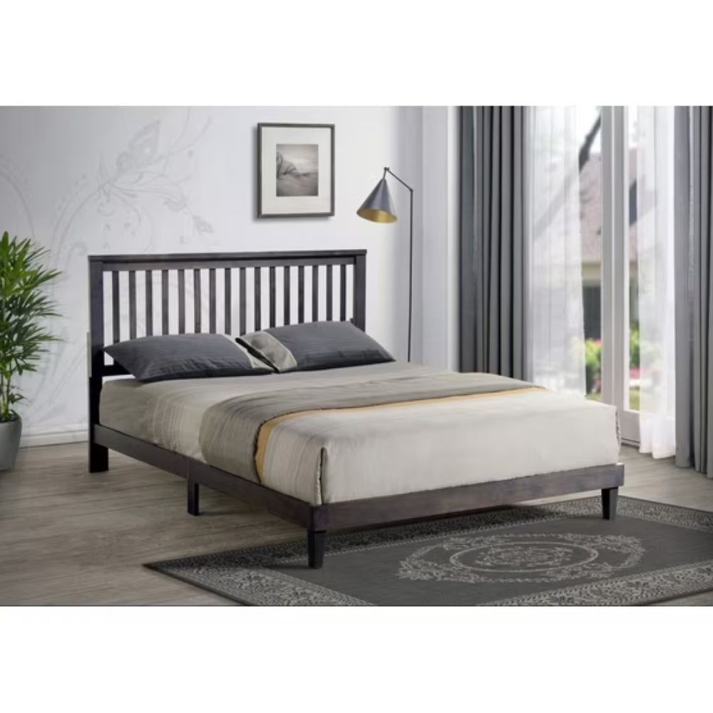 Cama Queen moderna de madera con plataforma Mission
