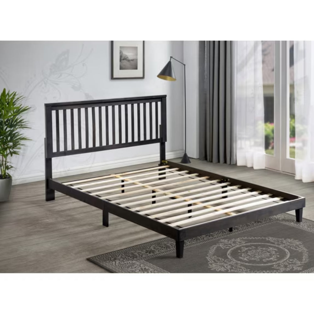 Cama Queen moderna de madera con plataforma Mission