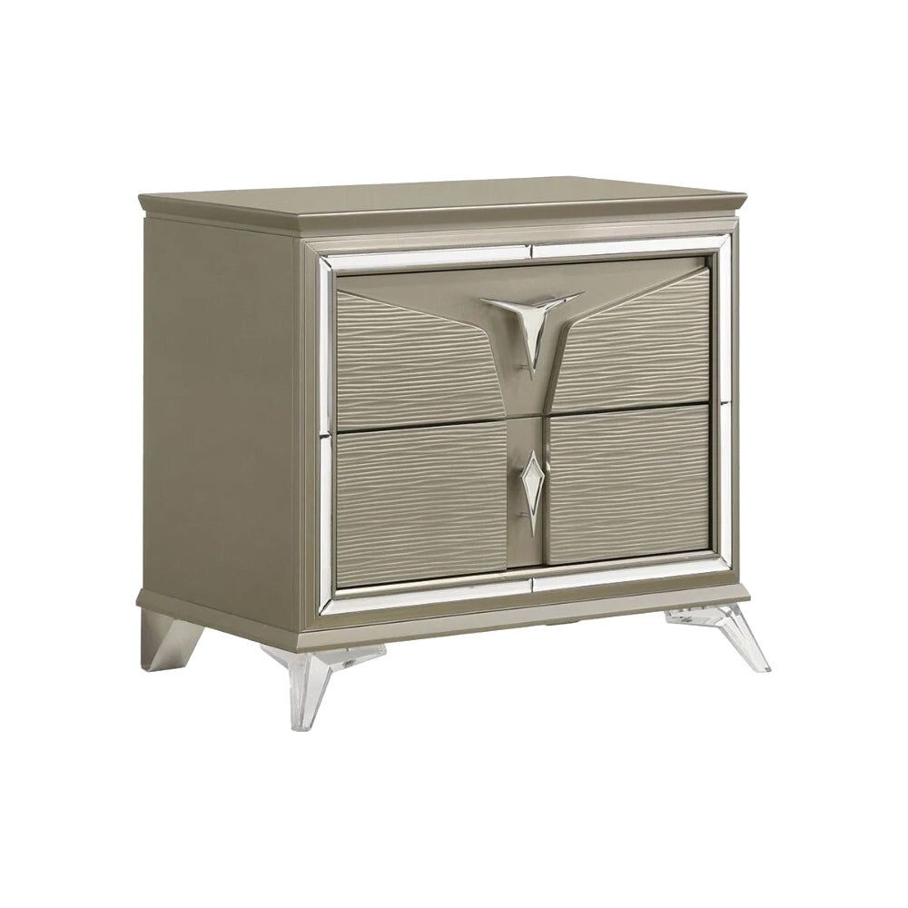 Royal 27.5" Nightstand with 2 Drawers by Best Home - Gray/Silver