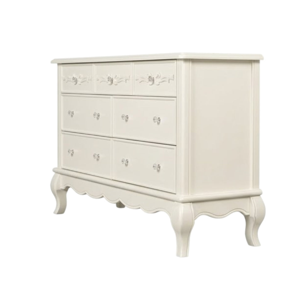 Cómoda doble Aurora de 54" con 7 cajones de Evolur - Marfil