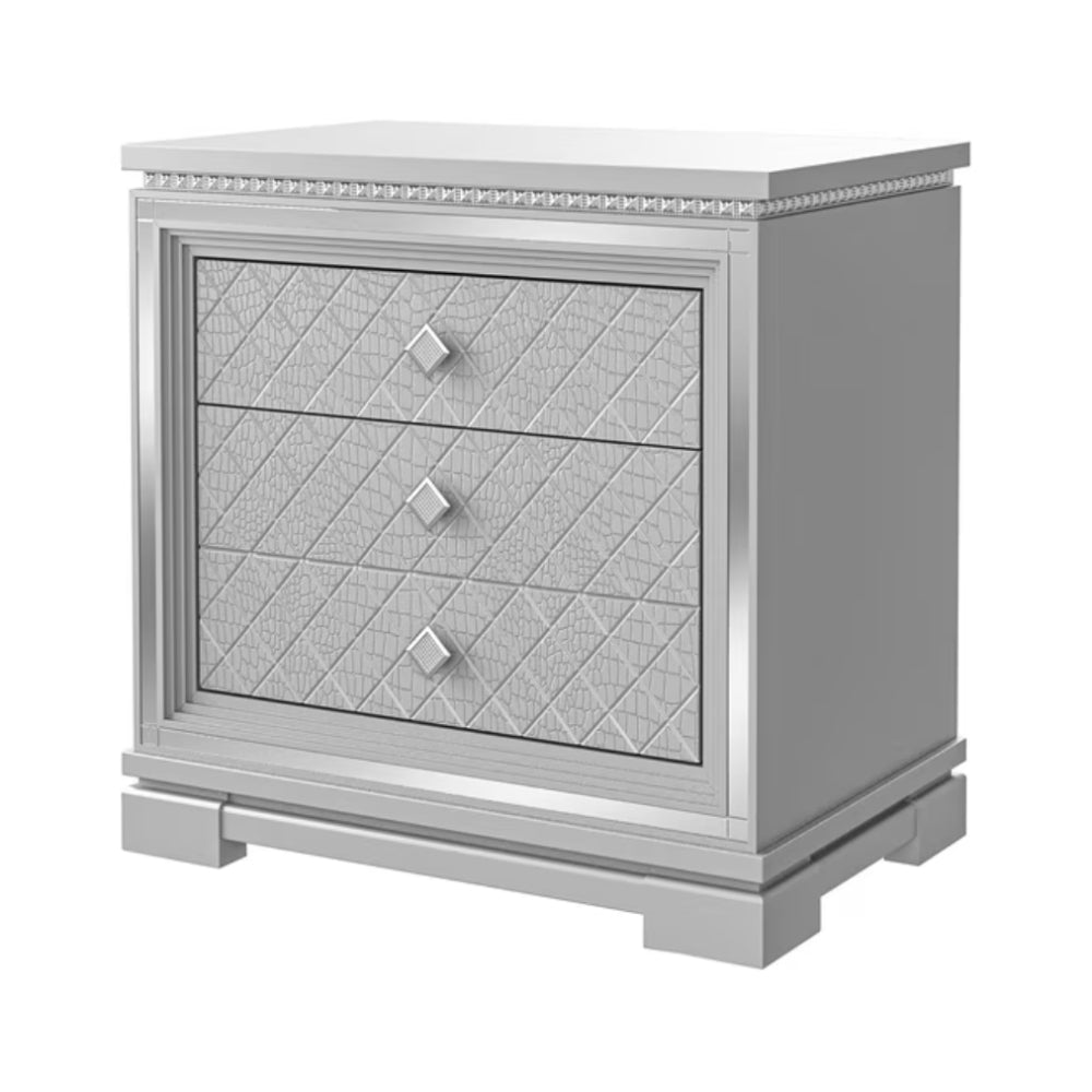 Belleterre Nightstand with 3 Drawers by Furniture of America - Gray