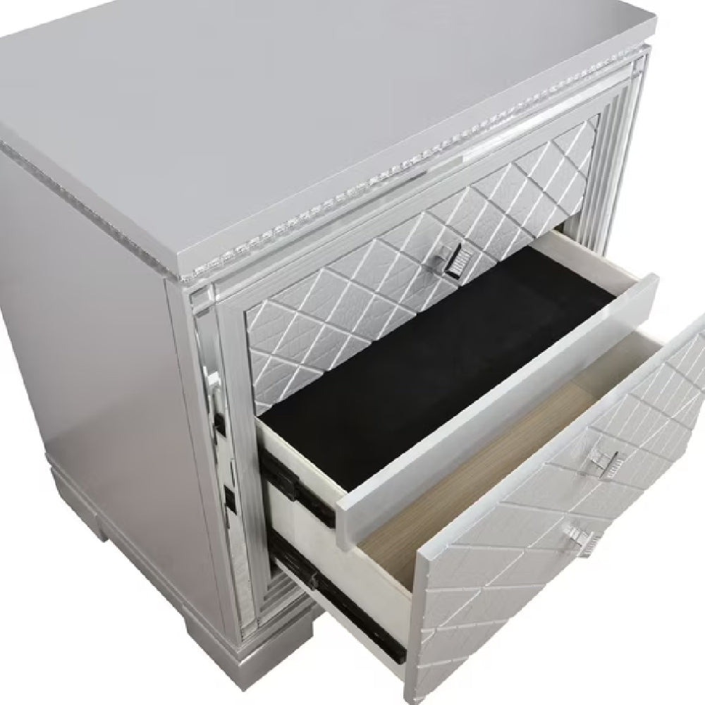 Belleterre Nightstand with 3 Drawers by Furniture of America - Gray