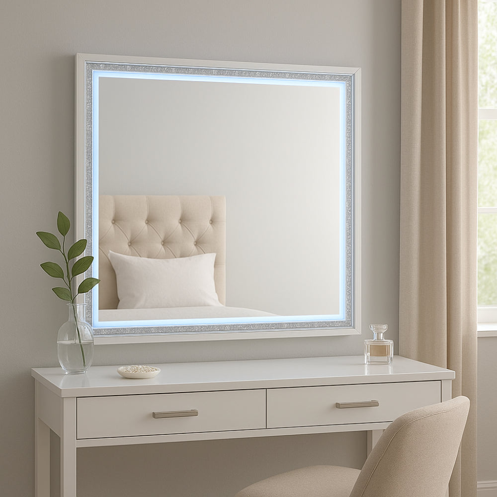 Glam Seoul Mirror with LED Lights by Lifestyle - White