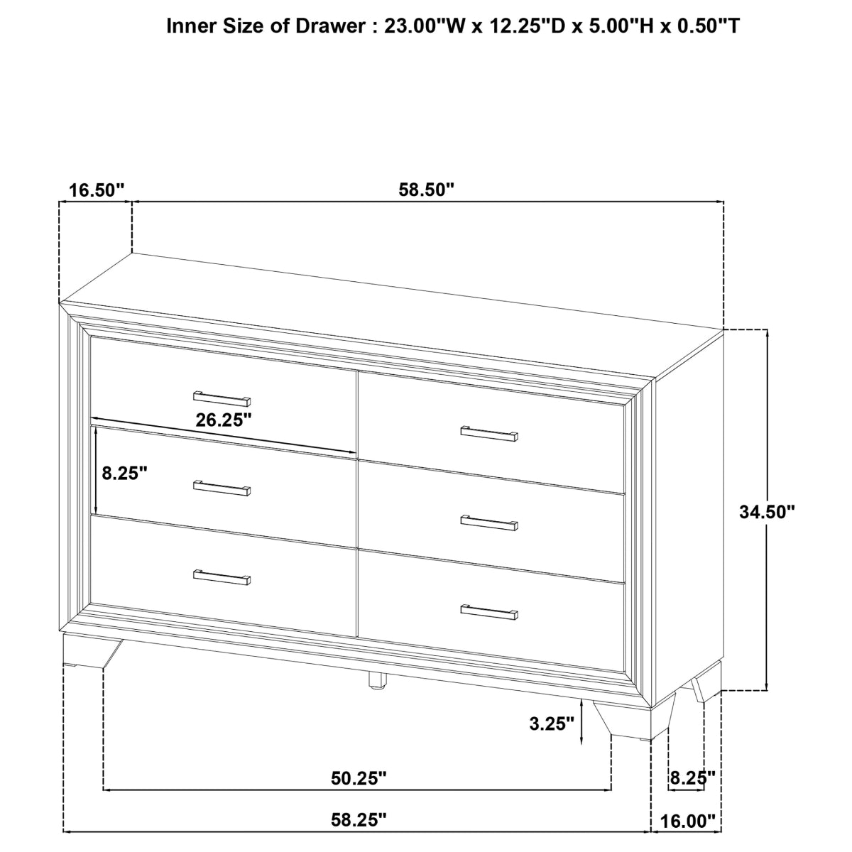 Wright 58.5" Dresser Cabinet with 6-Drawer by Coaster