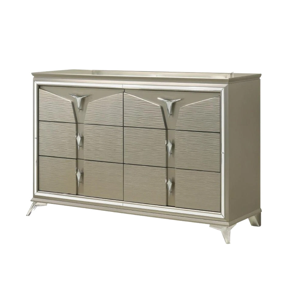Royal Dresser with 6 Drawers by Best Home - Gray/Silver