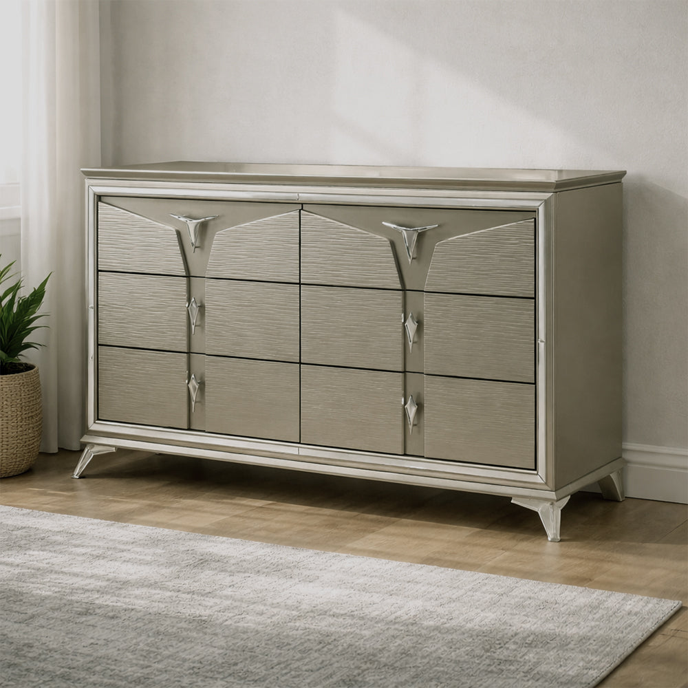 Royal Dresser with 6 Drawers by Best Home - Gray/Silver