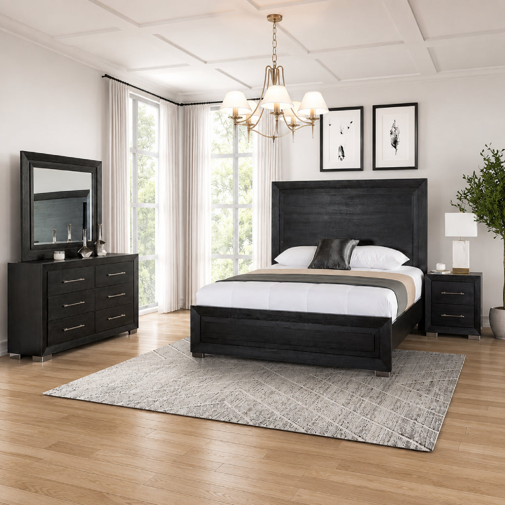 Ashbourne Queen Size (4-Piece) Bedroom Set by Furniture of America - Black