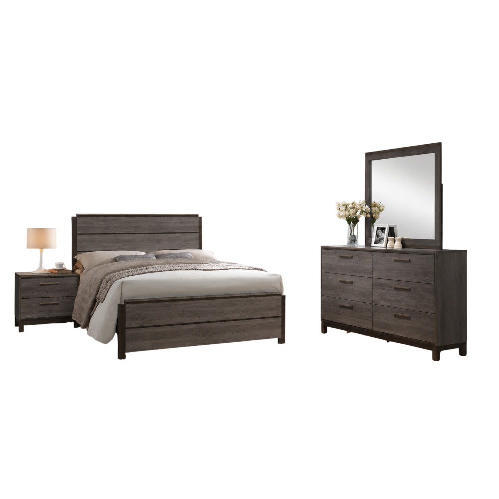 Bundle: Blake (4-Piece) Bedroom Set by Best Home - Brown + COSMO Sydney Queen Adjustable Bed by Best Home + SilverRest Topaz Plush Mattress
