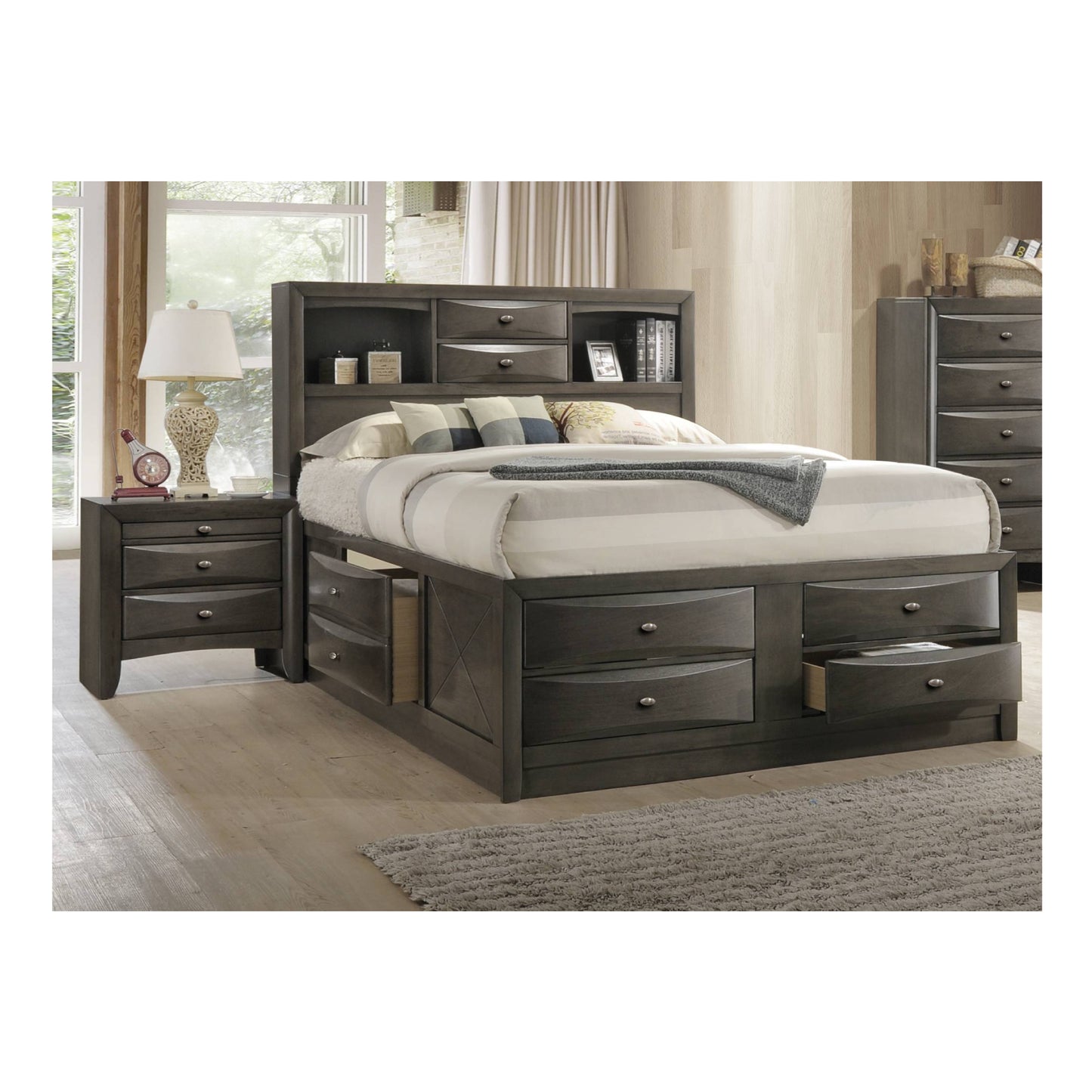 Queen Bed with 2 Nightstands by Best Home