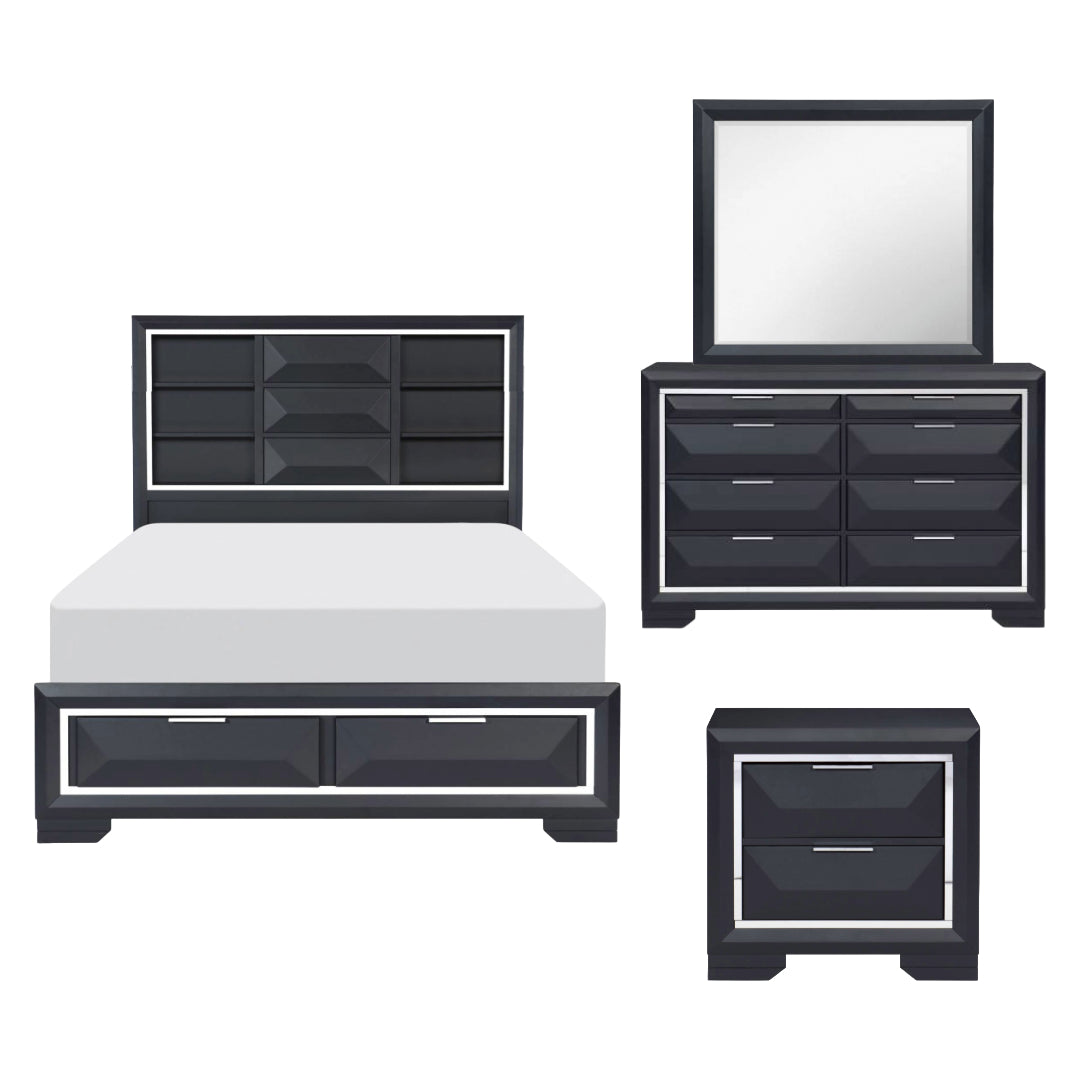 Genoa Charcoal 4pcs Bedroom Set