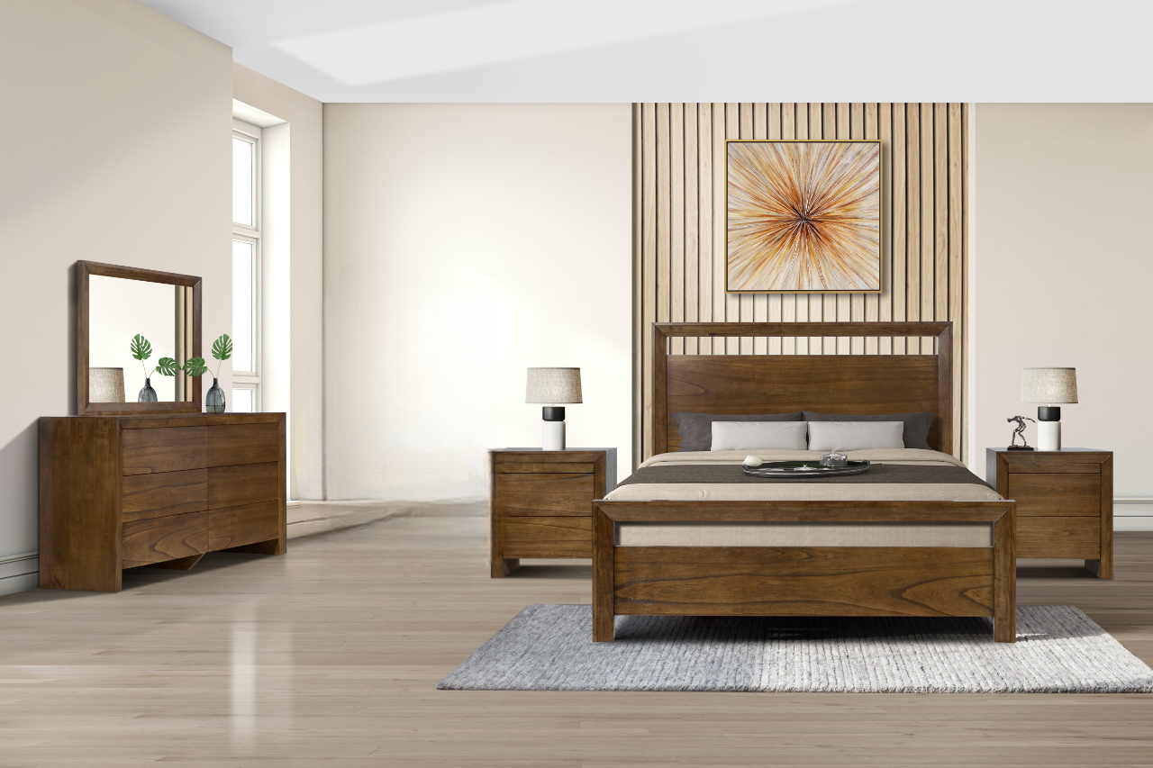 Magic 4 PCS Queen Bed, Nightstand, Dresser, and Mirror set