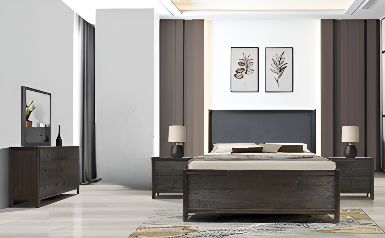 Elbrus 4-Piece Queen Bed, Nightstand, Dresser, and Mirror Set