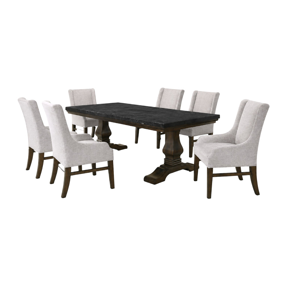 Mercury (7-Piece) Dining Table Set by Best Home - Gray/Black