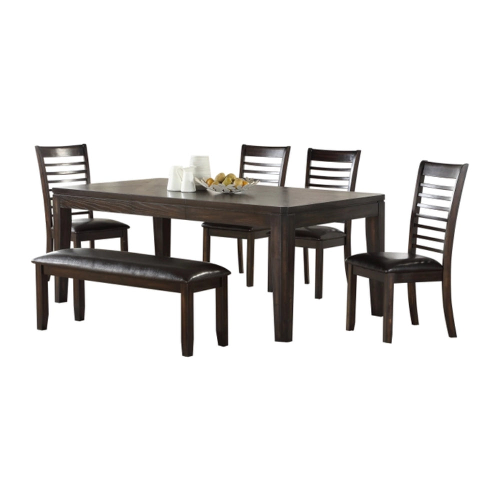 Allentown Dining Table with 4 Chairs and Bench by Steve Silver Company - Brown/Black