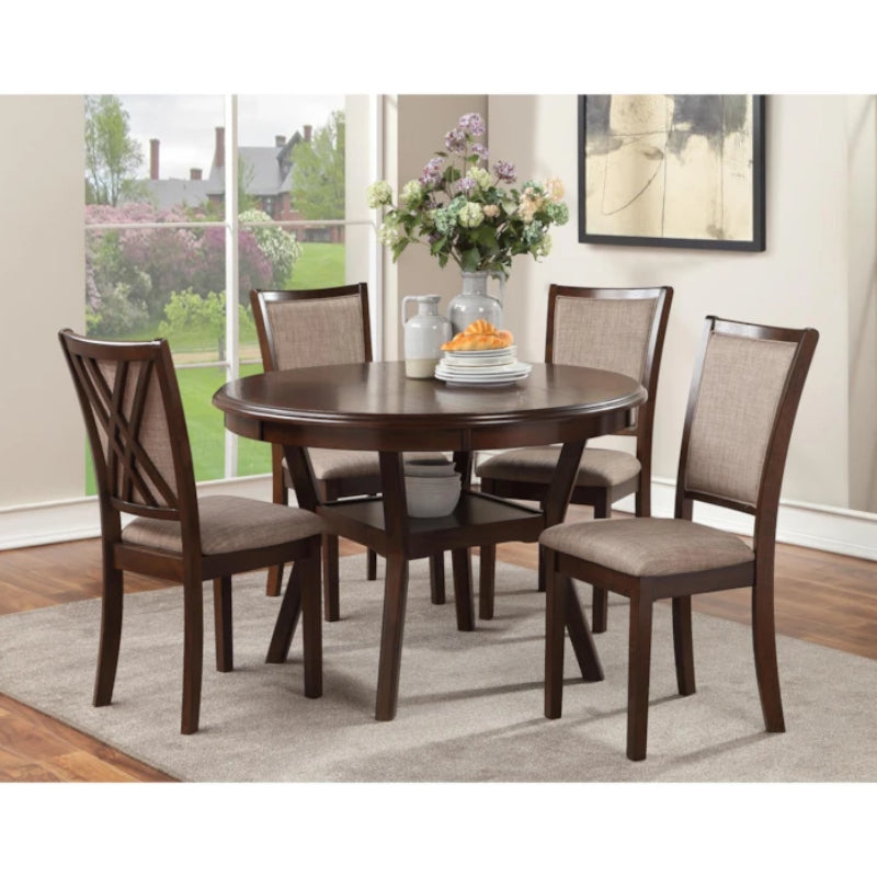 Carmel Round Dining Table with 4 Chairs by Linon Home Decor - Brown/Beige