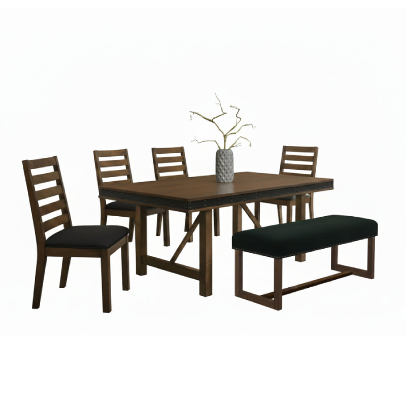 Bundle: Midnight Dining Table Set - Brown + Dream Bodypull Chairbed by Best Home - Blue