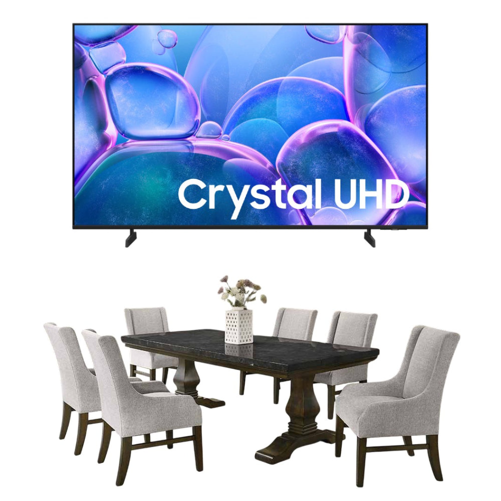 Bundle: Mercury 7pc Black Dining Table Set Samsung 50