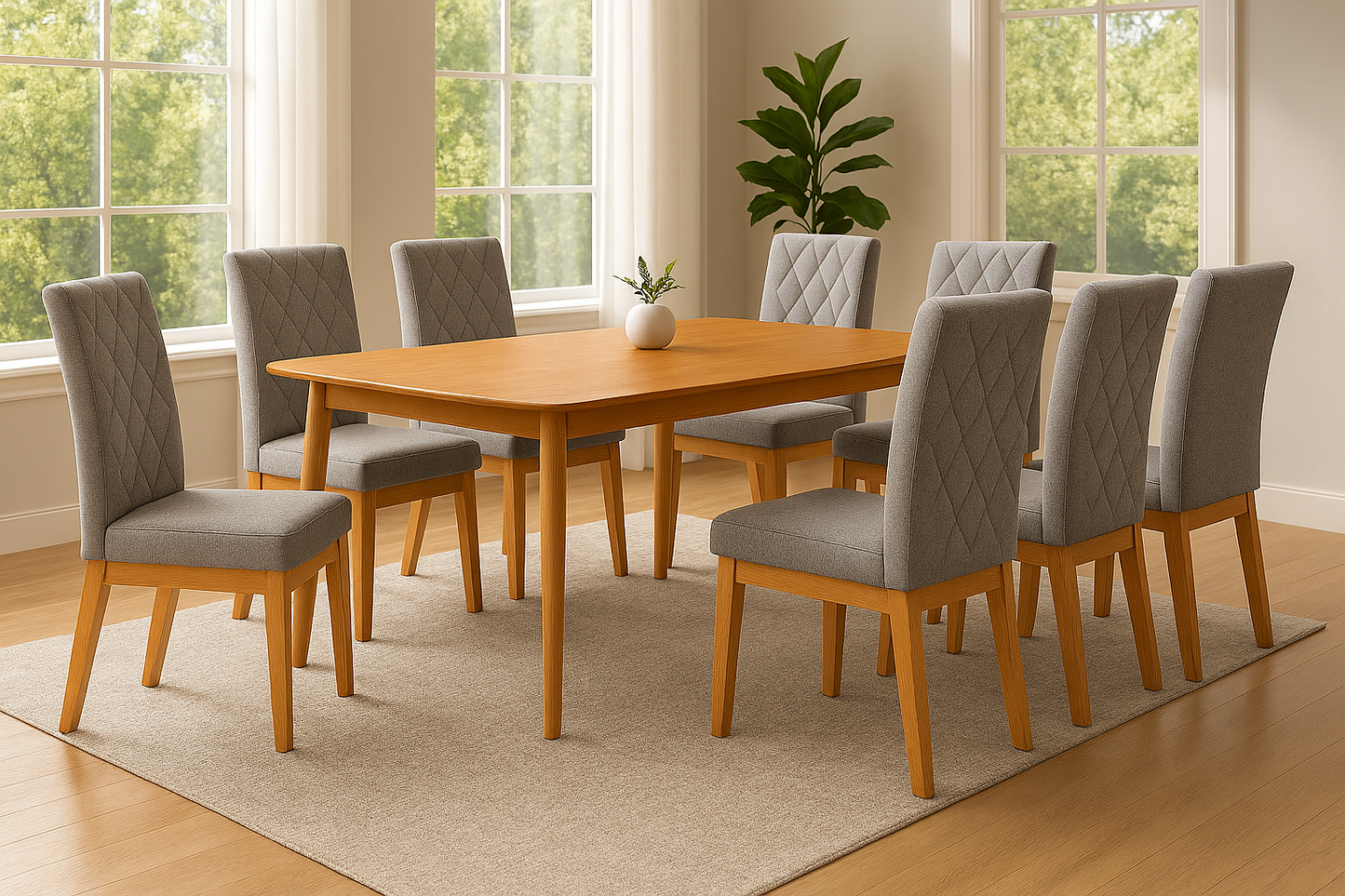 Opus Dinning Set with 6 Emerson Dinning Chairs
