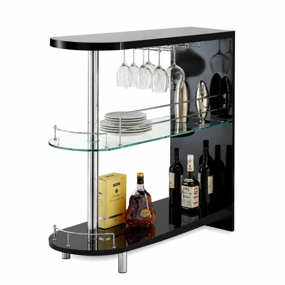 Numbi Wine and Liquor Cabinet Set by Furniture of America - Black/Silver