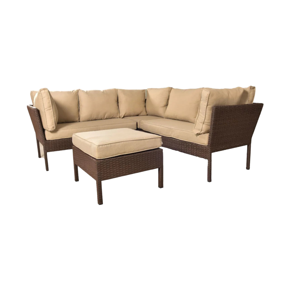 Bundle: Fiji (4-Piece) Patio Sectional Sofa Set by Best Home - Brown + Alpine Cuisine Charcoal BBQ Grill with Wheels - Red + Igloo Profile II 30 quarts Cooler - Red