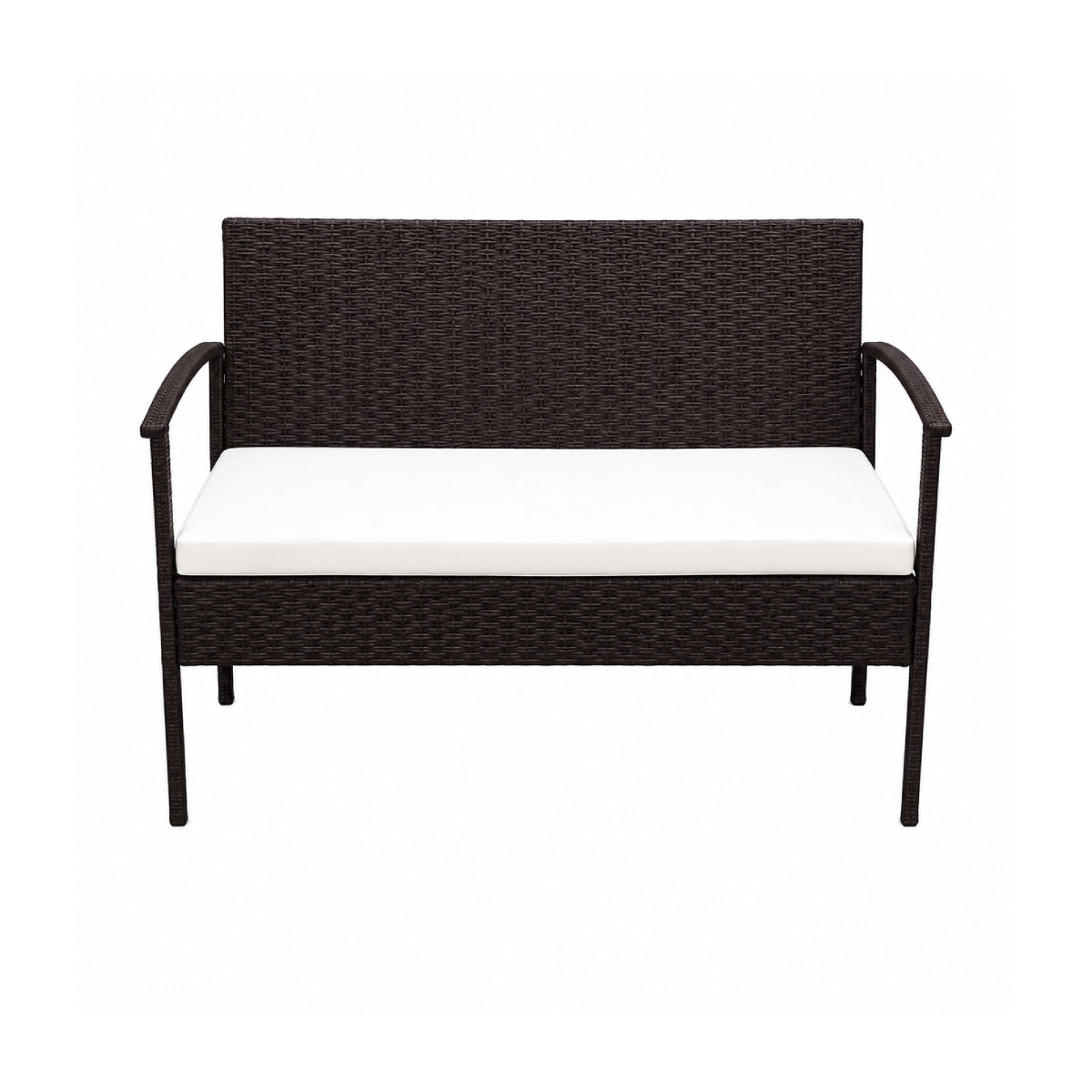 Conjunto de patio de ratán Ibiza de 4 piezas con sofá de dos plazas, sillas individuales y mesa de centro de Ningbo Ego International Co. Ltd - Marrón