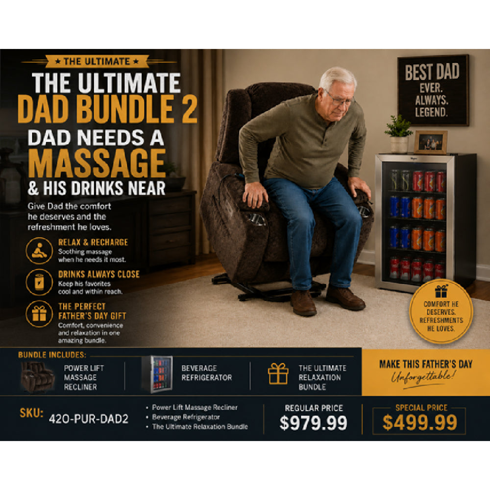 Bundle: Orion Power Recliner by Acme Furniture - Brown + Whirlpool 3.6 cu. ft. Mini Refrigerator Beverage Center - Black/Silver